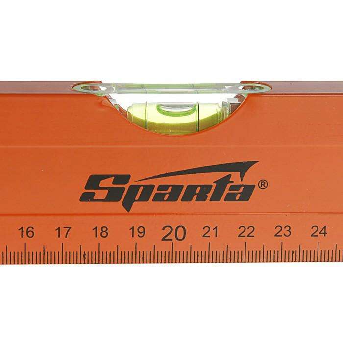 Уровень SPARTA, 40 см, алюминиевый, 3 глазка, оранжевый, линейка 