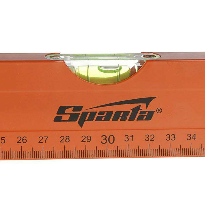 Уровень SPARTA, 60 см, алюминиевый, 3 глазка, оранжевый, линейка 