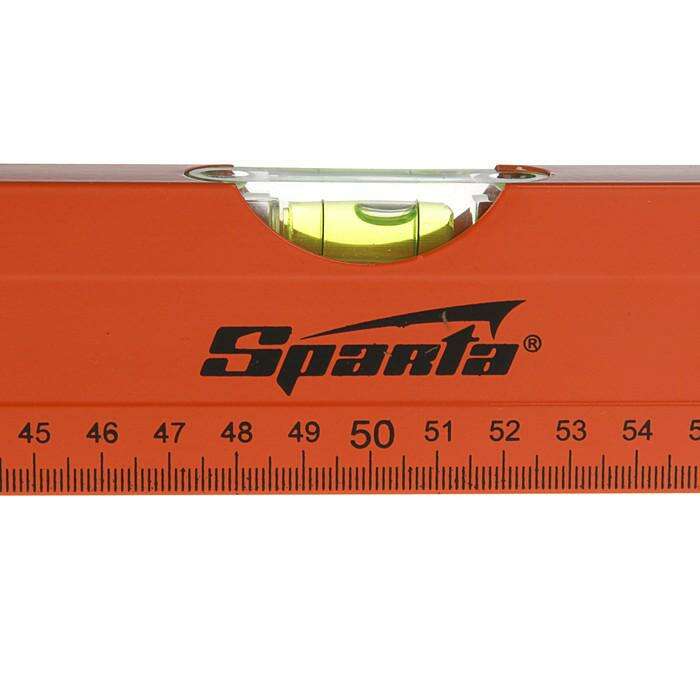 Уровень SPARTA, 100 см, алюминиевый, 3 глазка, оранжевый, линейка 