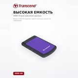 Внешний жесткий диск Transcend 4000 Гб (TS4TSJ25H3P) - фото 3