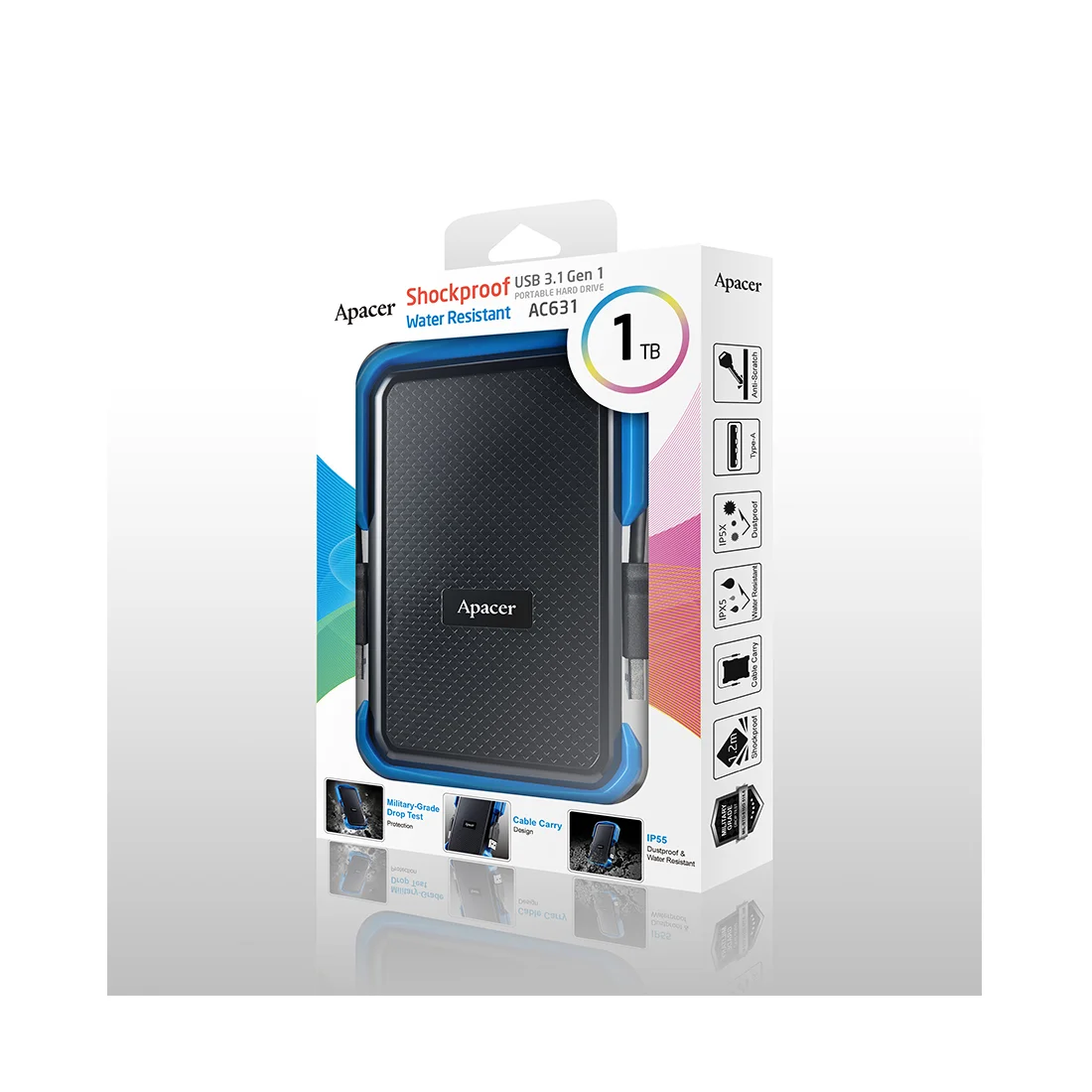 Внешний жёсткий диск Apacer 1TB 2.5" AC631 Синий AP1TBAC631U-1