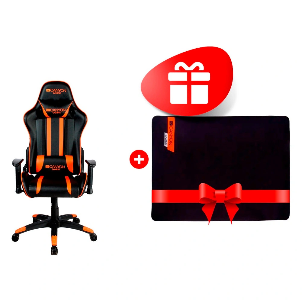 Комплект Игровое компьютерное кресло Canyon Fobos (CND-SGCH3) + Коврик под кресло Canyon CND-SFM01