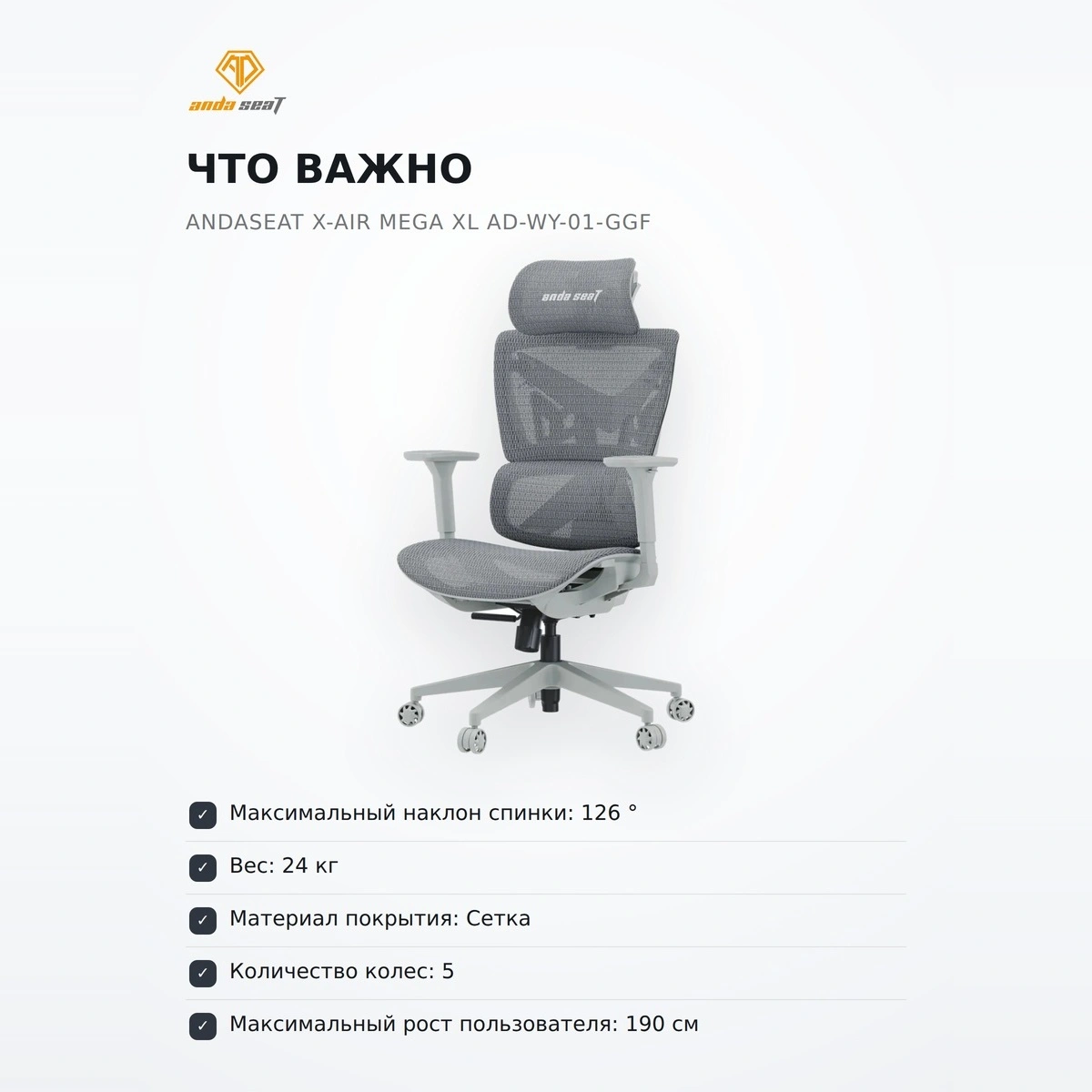 Кресло AndaSeat X-Air Mega XL AD-WY-01-GGF - фото 6