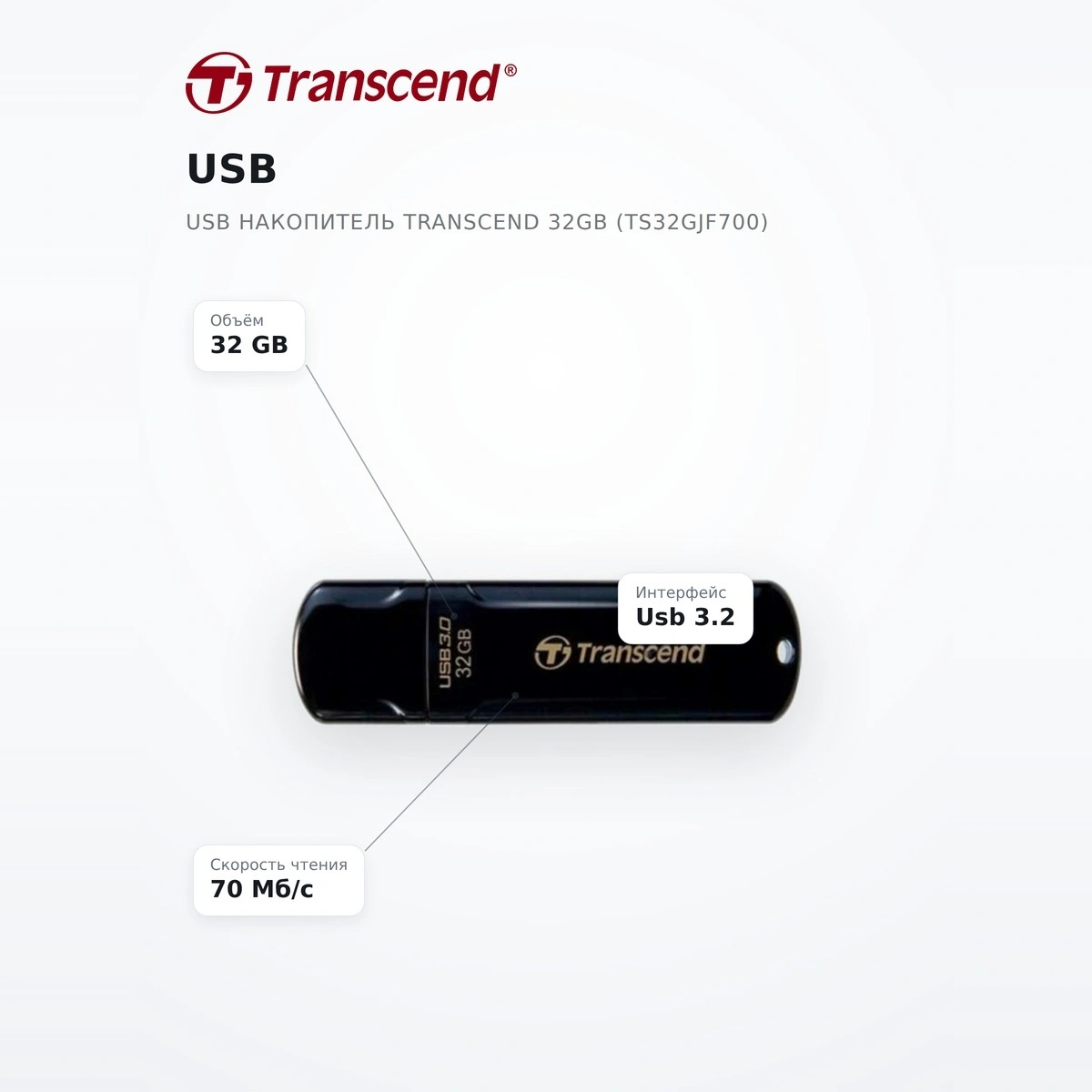 USB накопитель Transcend 32GB (TS32GJF700) - фото 7
