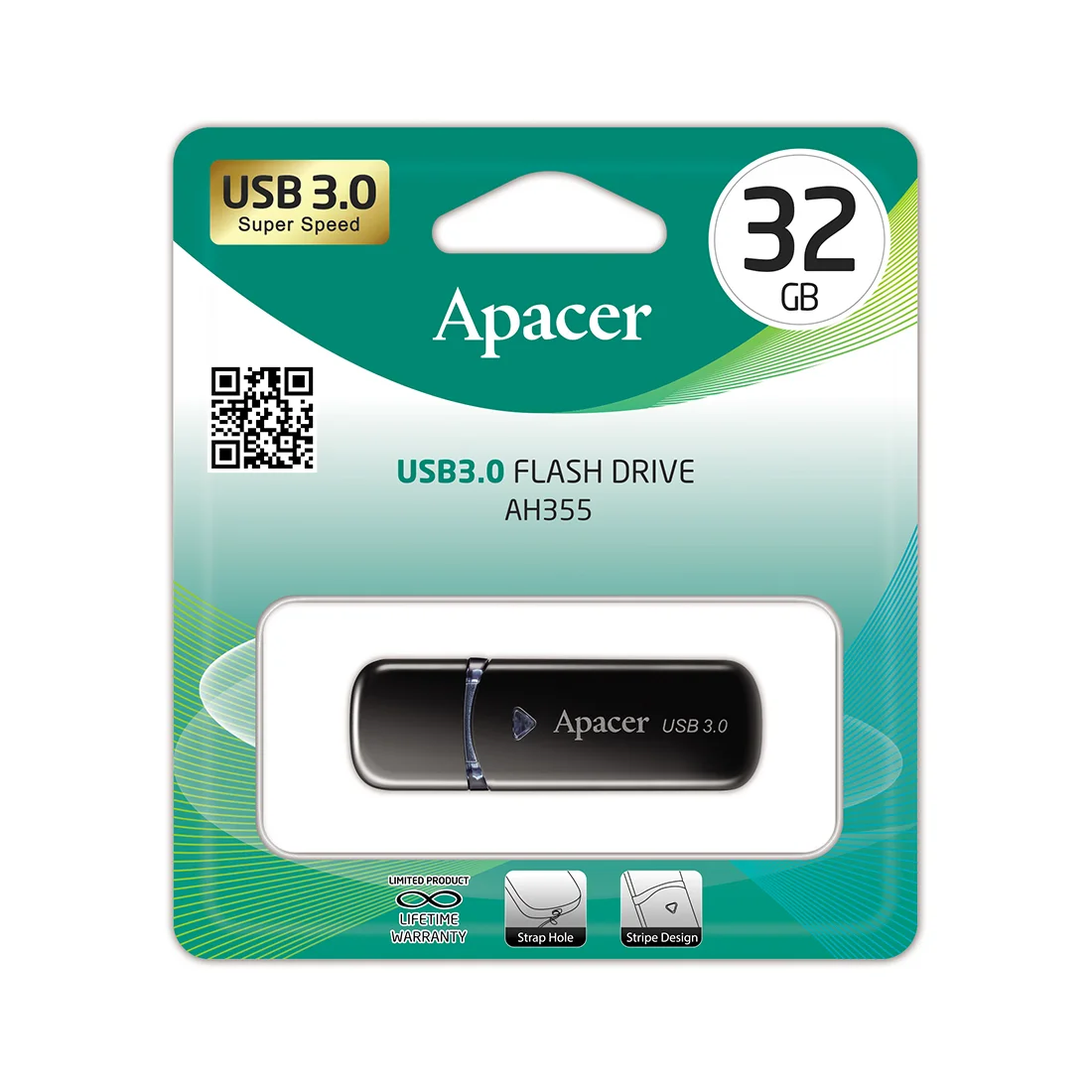 USB-накопитель Apacer AH355 32GB Чёрный AP32GAH355B-1 - фото 3