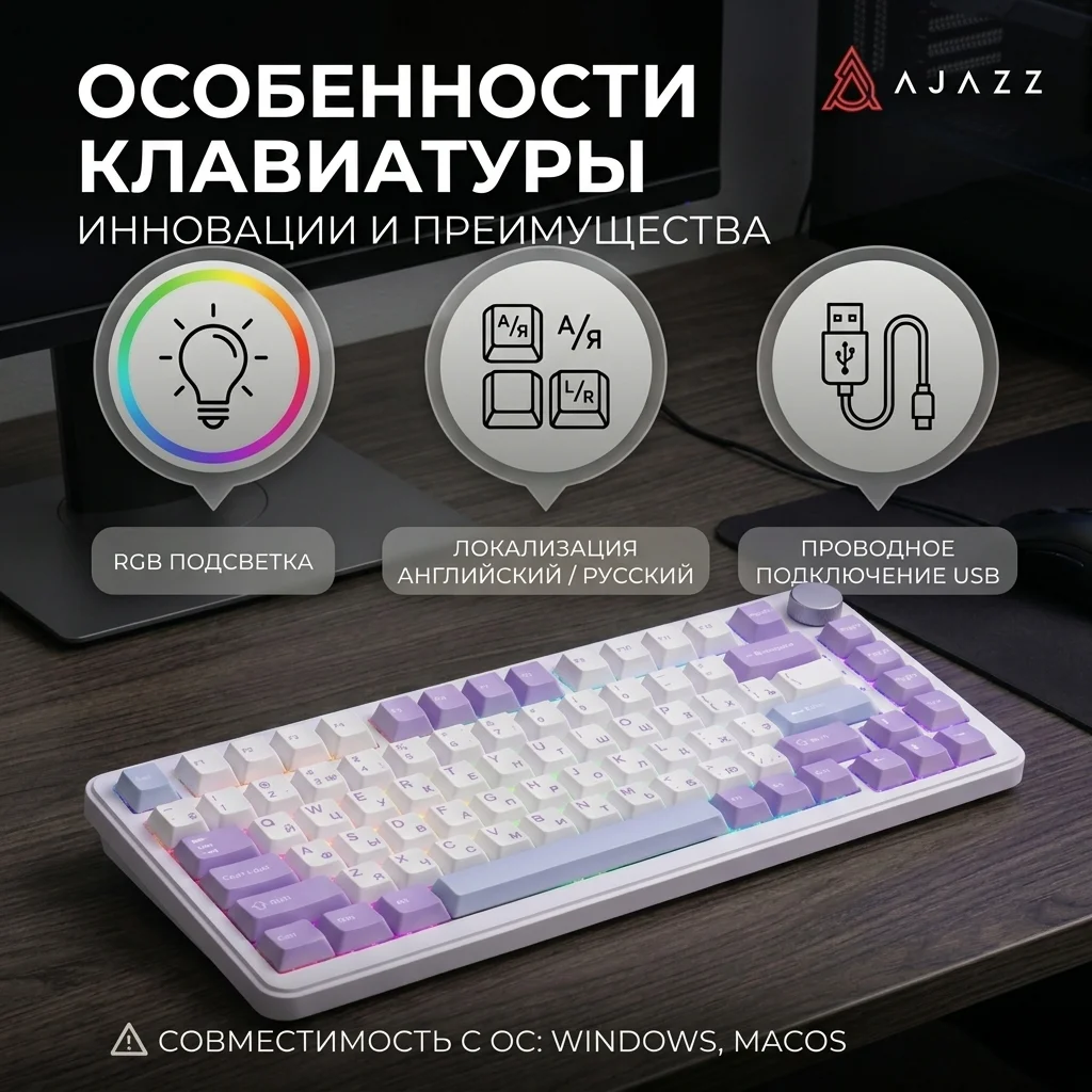 Игровая клавиатура Ajazz AK820 MAX Magnetic Switch White - фото 7