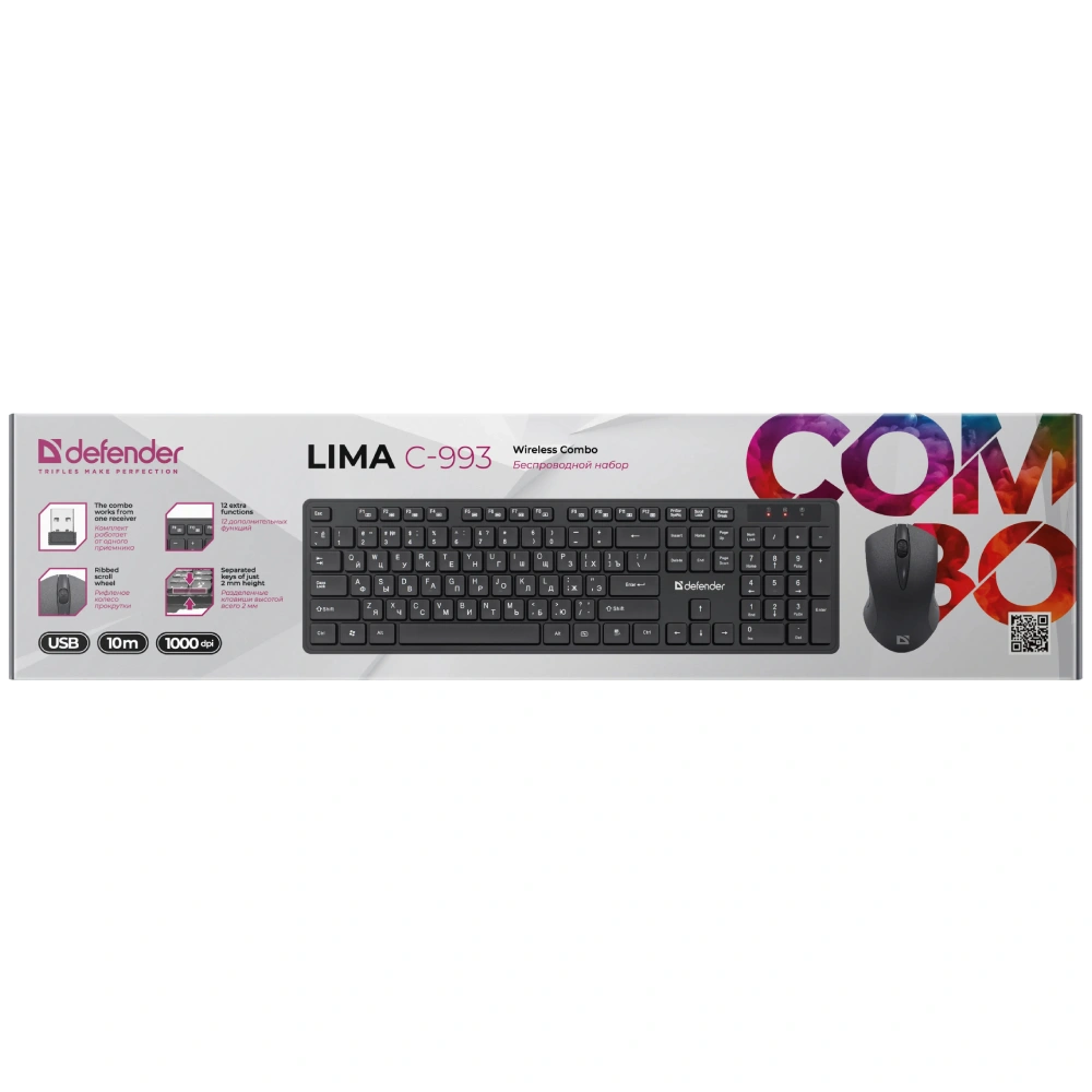 Комплект беспроводной клавиатура+мышь Defender Lima C-993 RU Black - фото 8