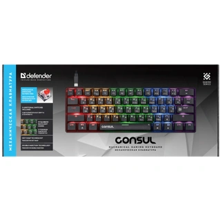 Клавиатура игровая механическая Defender Consul GK-220 RU, Rainbow, 61кн Black