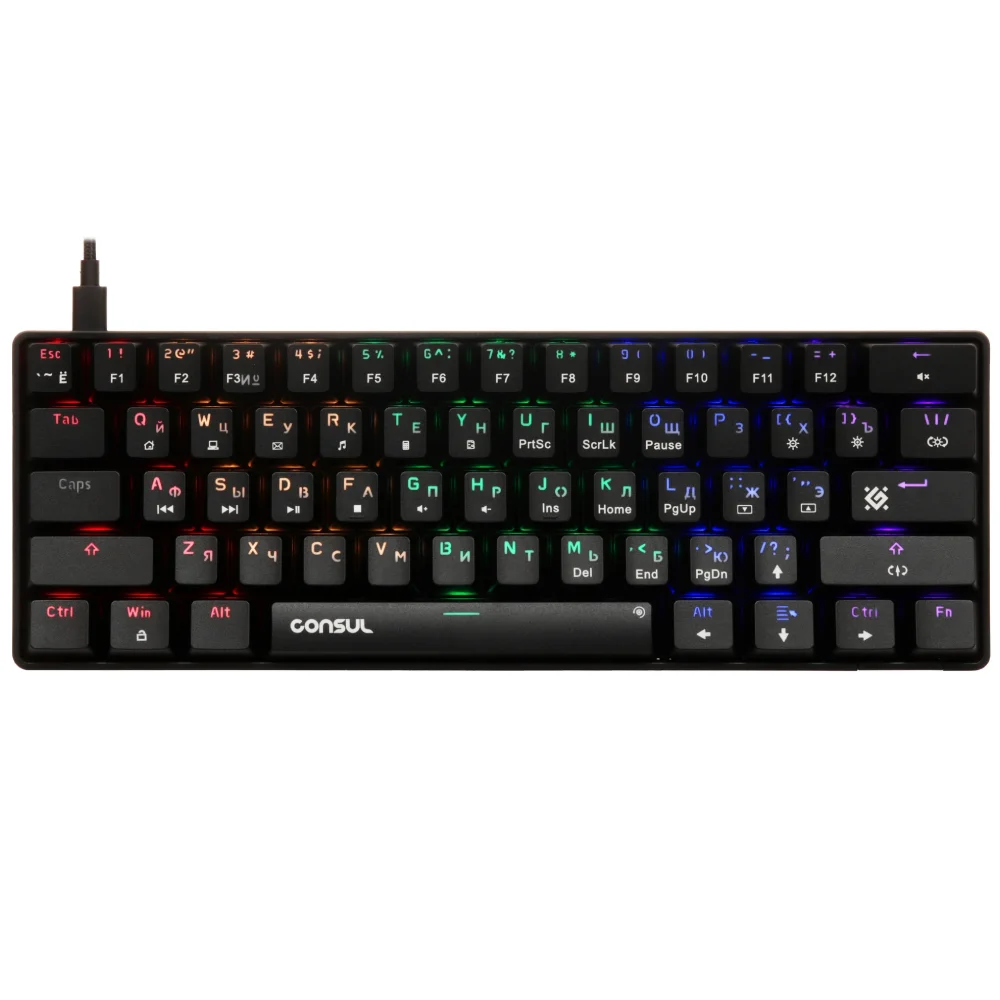 Клавиатура игровая механическая Defender Consul GK-220 RU, Rainbow, 61кн Black