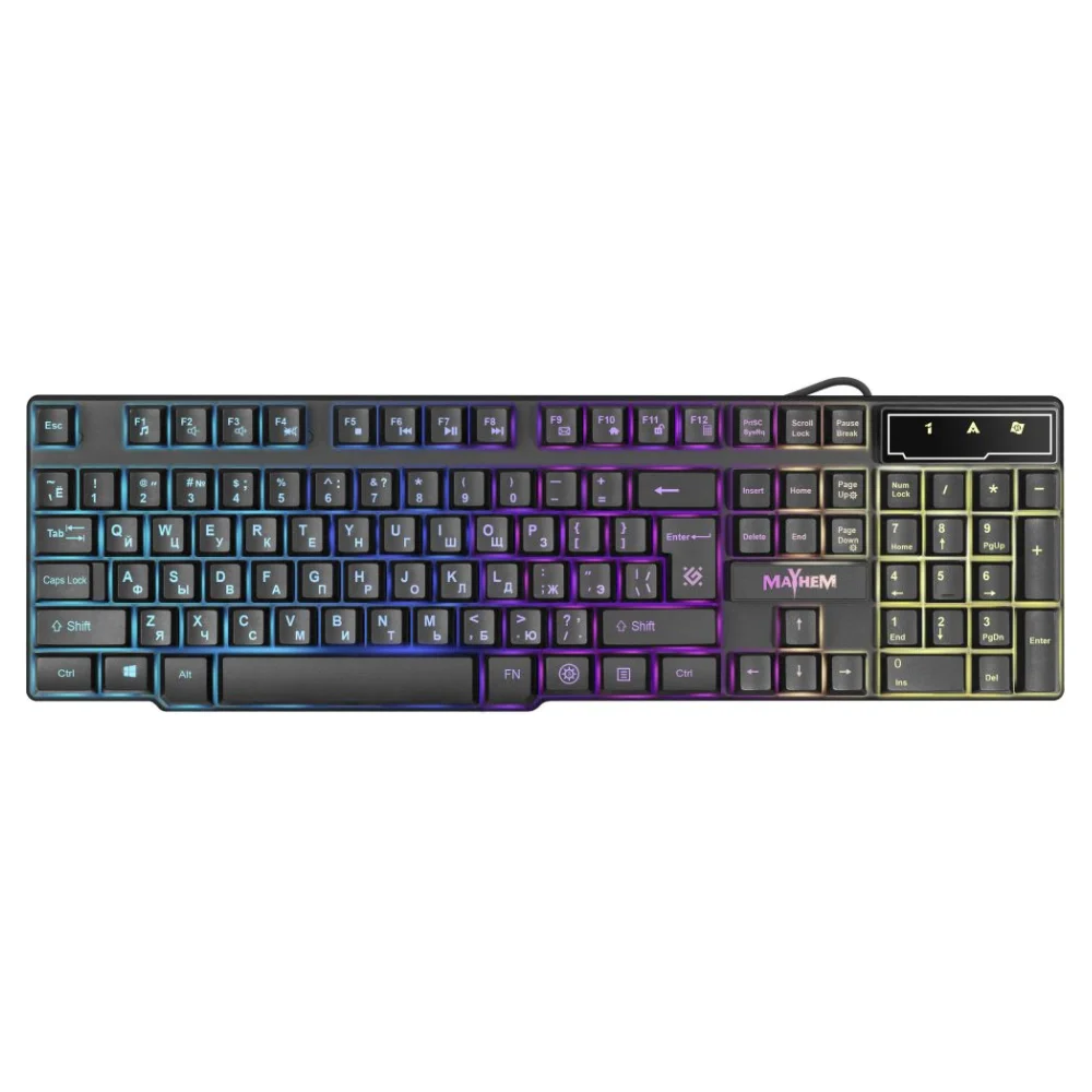 Клавиатура проводная Defender Mayhem GK-360DL RU, RGB подсветка, 19 Anti-Ghost