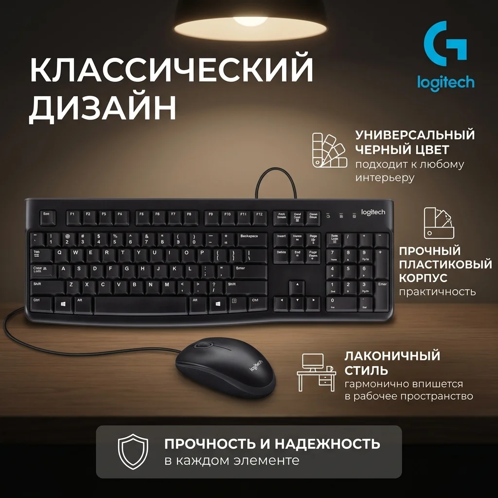 Комплект проводная Клавиатура + Мышь Logitech MK120 (920-002561) - фото 8