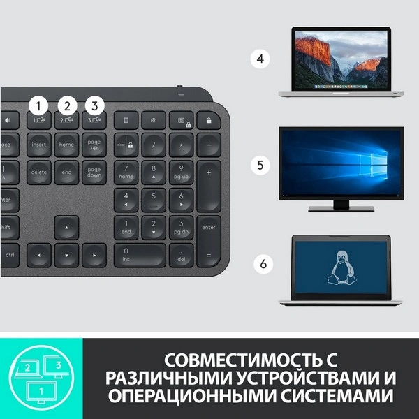 Клавиатура обычная беспроводная Logitech MX Keys Advanced Wireless Illuminated - фото 12