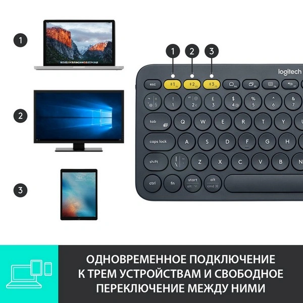 Клавиатура беспроводная Logitech K380 Multi-Device Dark Grey - фото 11