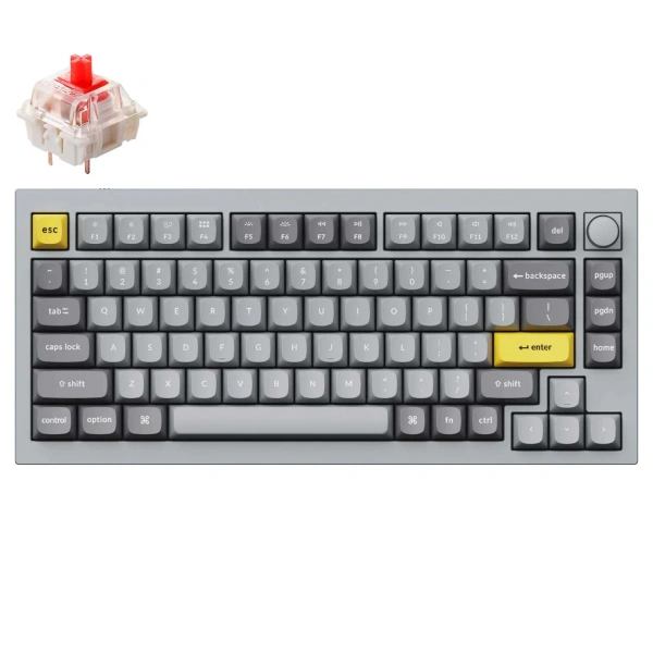 Клавиатура Keychron Q1-N1 Grey Knob Red Switch Gateron G pro Mechanical