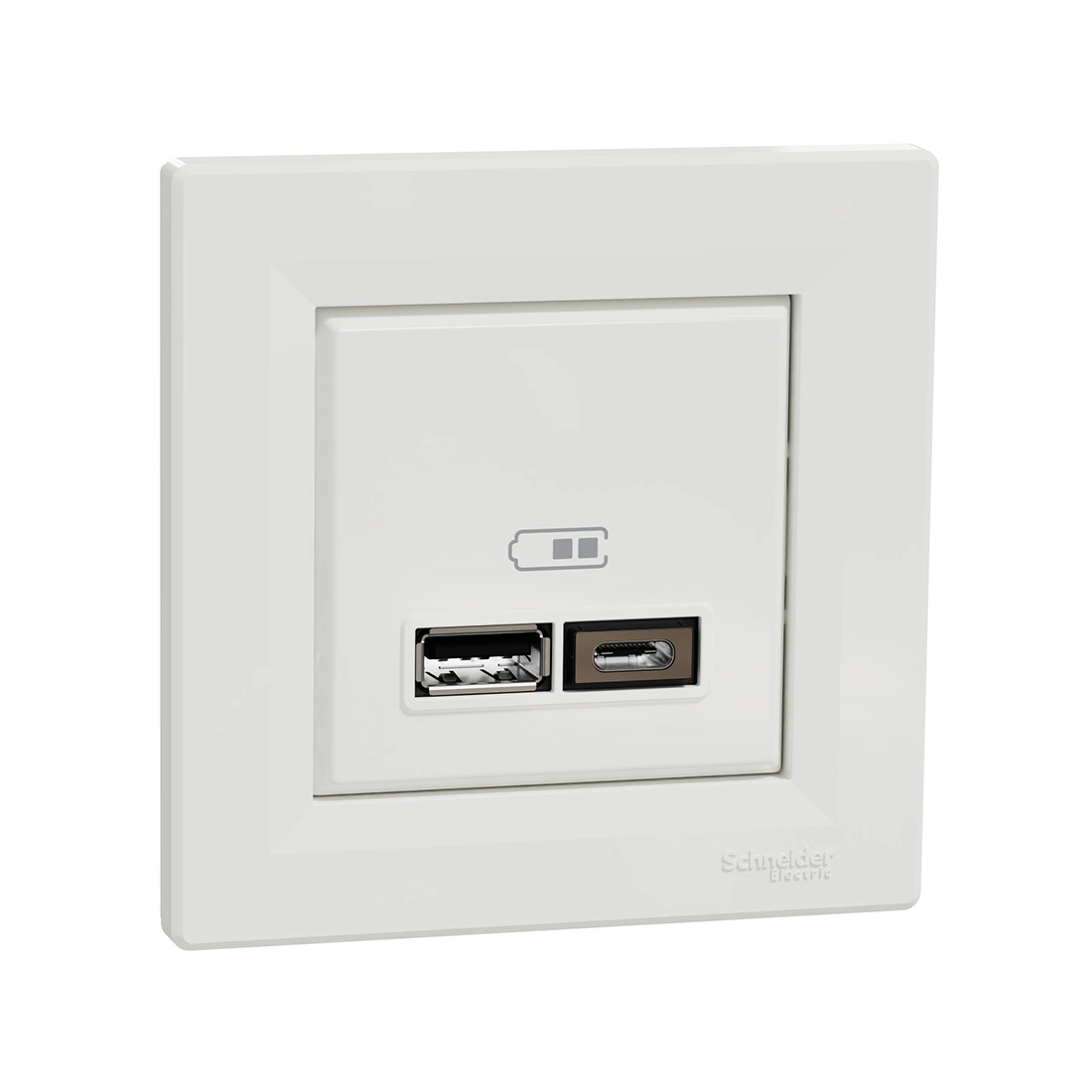 Розетка USB SE EPH2700321 Asfora A+С 5 В/24 А (2 х 5В/12 А) в сборе белый 