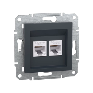 Розетка компьютерная двойная SE EPH4800171 Asfora RJ45 кат. 6 механизм антрацит 