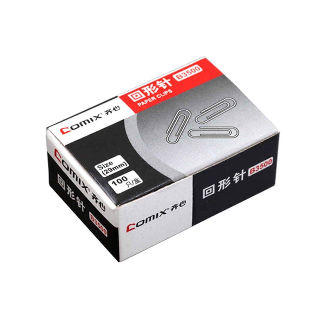 Скрепки металлические никелированные Comix B3500, 29 мм., (коробка 100 скрепок) 