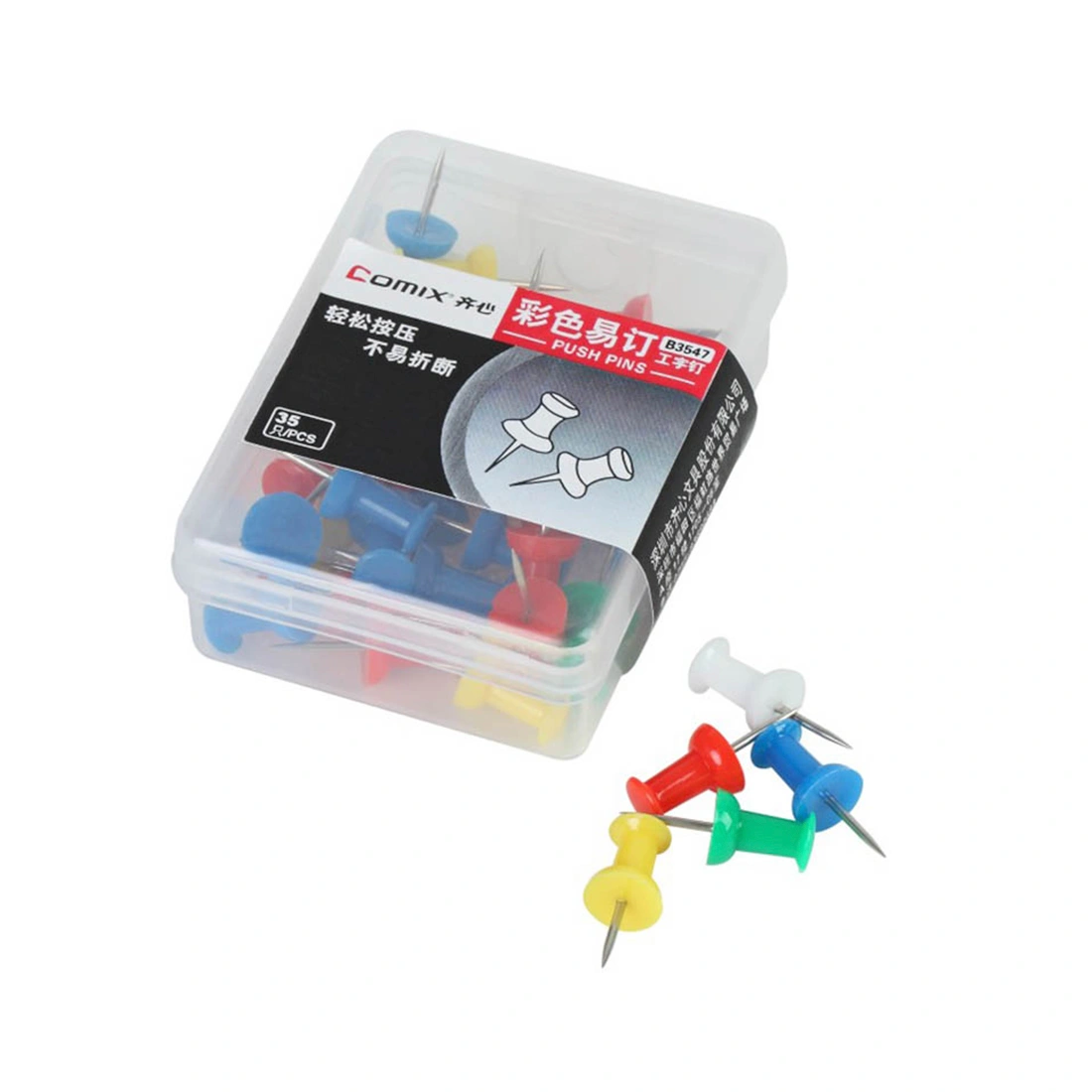 Кнопки силовые Comix B3547, цветные в ассортименте (коробка 35 кнопок) 