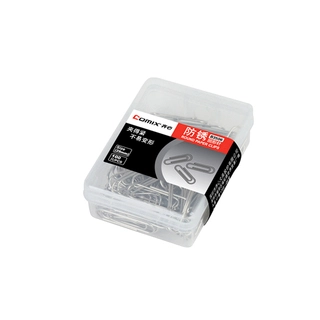 Скрепки металлические никелированные Comix B3506, 29 мм., (пласт. коробка 100 скрепок) 