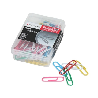 Скрепки металлические Comix B3507, 29 мм., цветные в ассортименте (коробка 100 скрепок) 