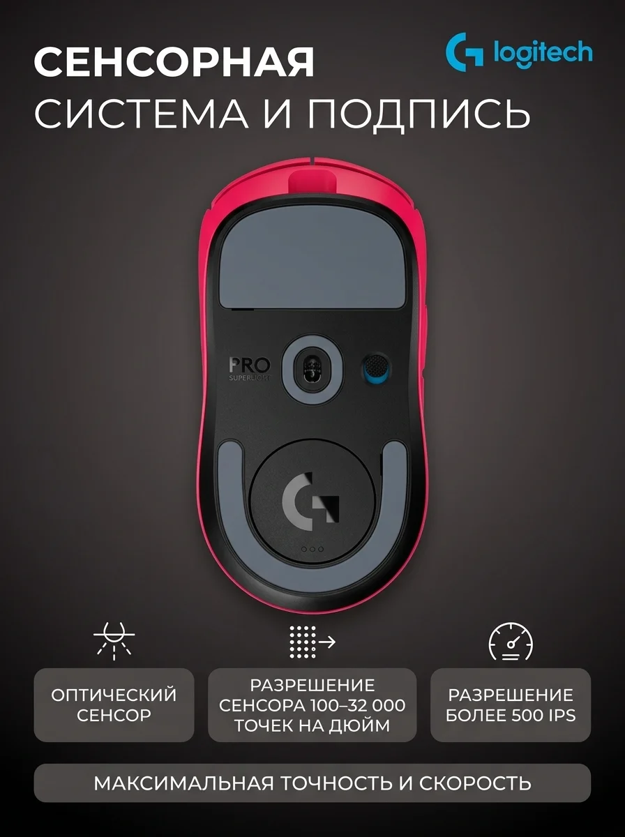 Игровая мышь Logitech G Pro X Superlight 2 Lightspeed Magenta 910-006797 - фото 9