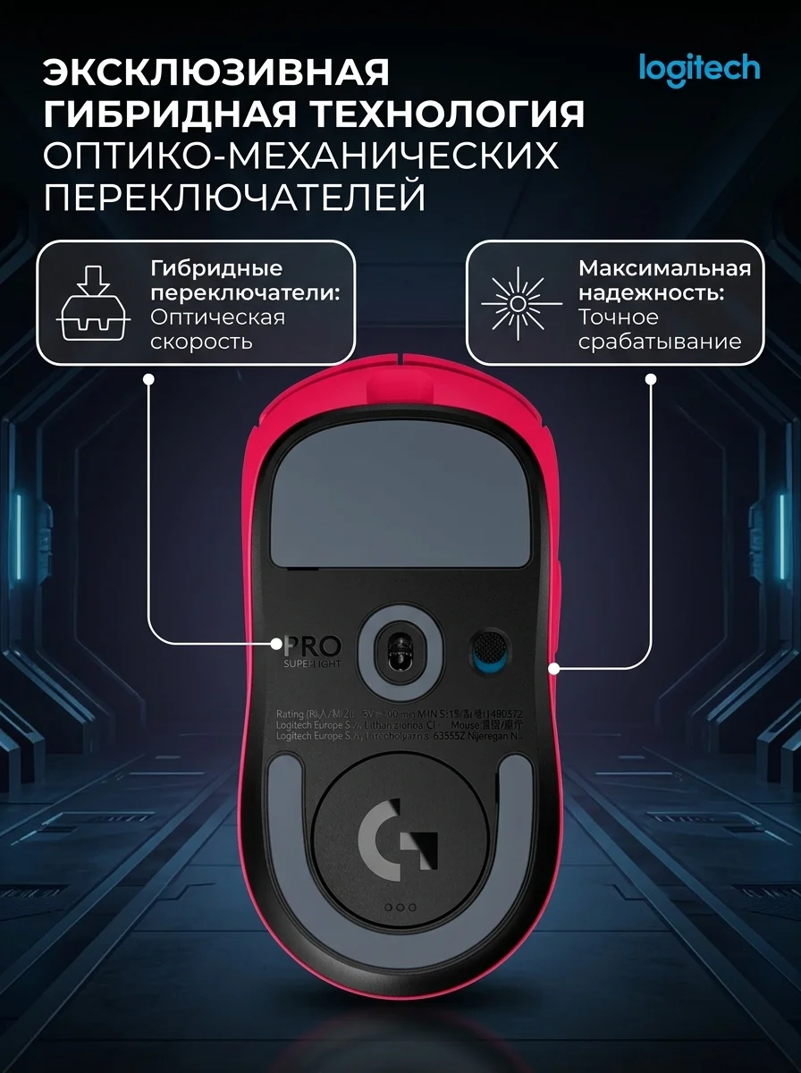 Игровая мышь Logitech G Pro X Superlight 2 Lightspeed Magenta 910-006797 - фото 7