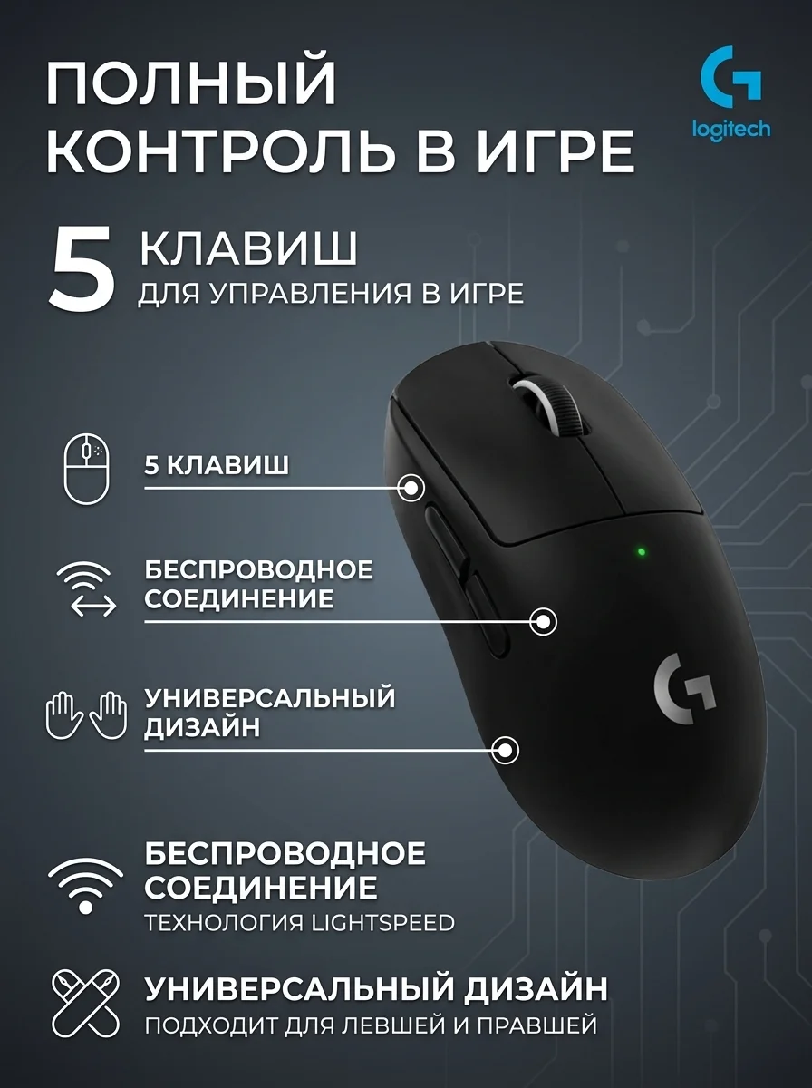 Игровая мышь Logitech G Pro X Superlight 2 Lightspeed Black 910-006630 - фото 9