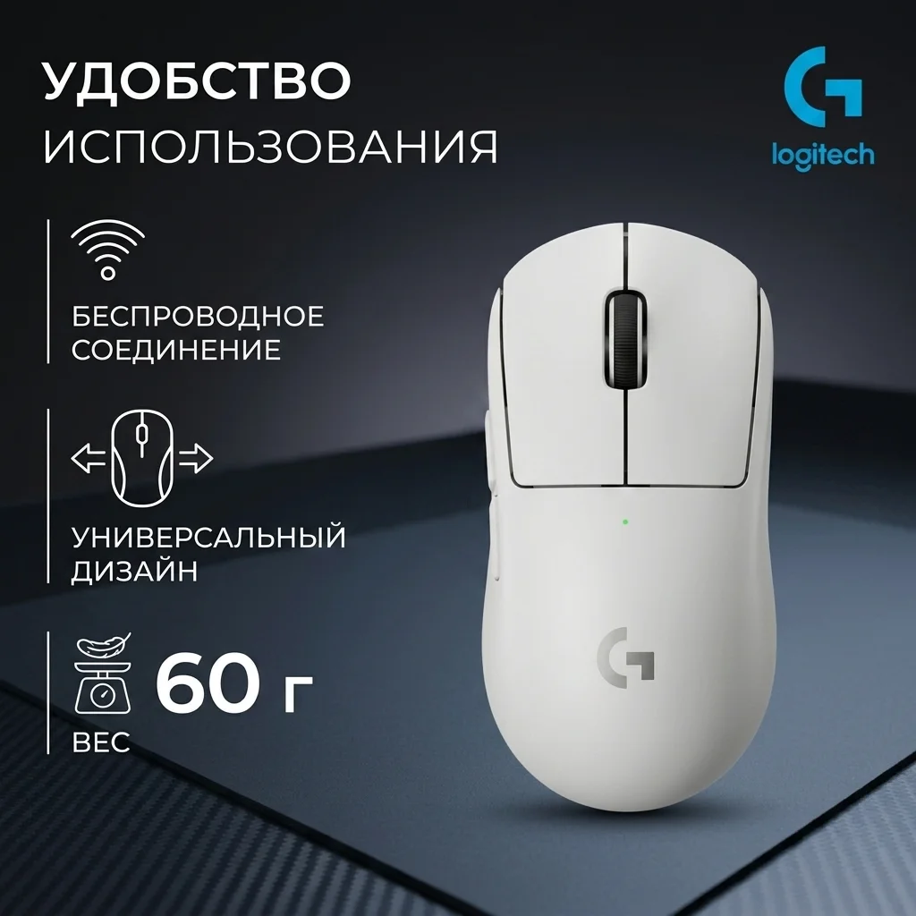 Игровая мышь Logitech G Pro X Superlight 2 Lightspeed White 910-006638 - фото 7
