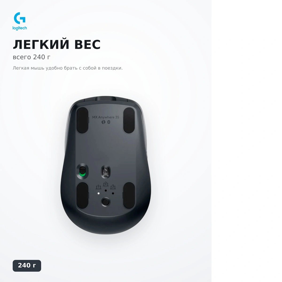 Мышь обычная беспроводная Logitech MX Anywhere 3S, GRAPHITE, 910-006929 - фото 16
