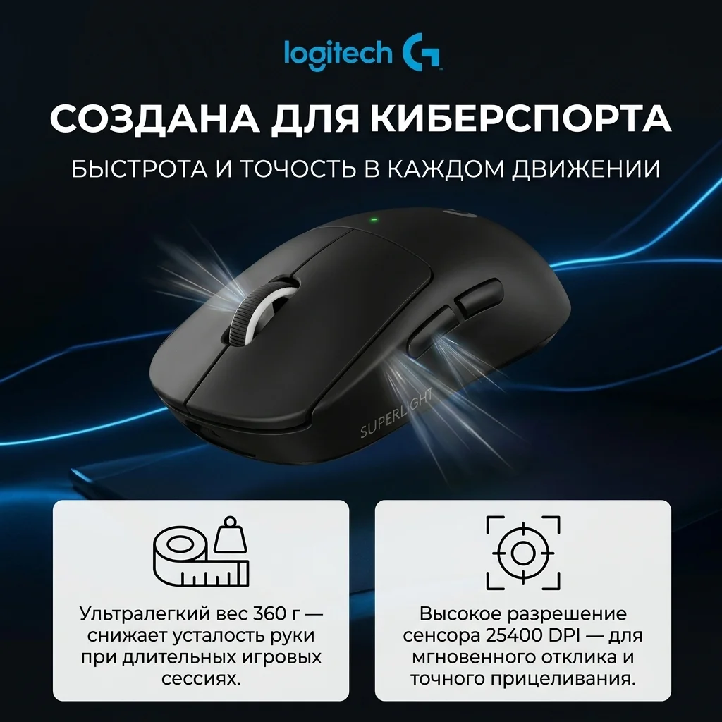 Игровая мышь Logitech G Pro X Superlight 2 Dex Black 910-007357 - фото 10