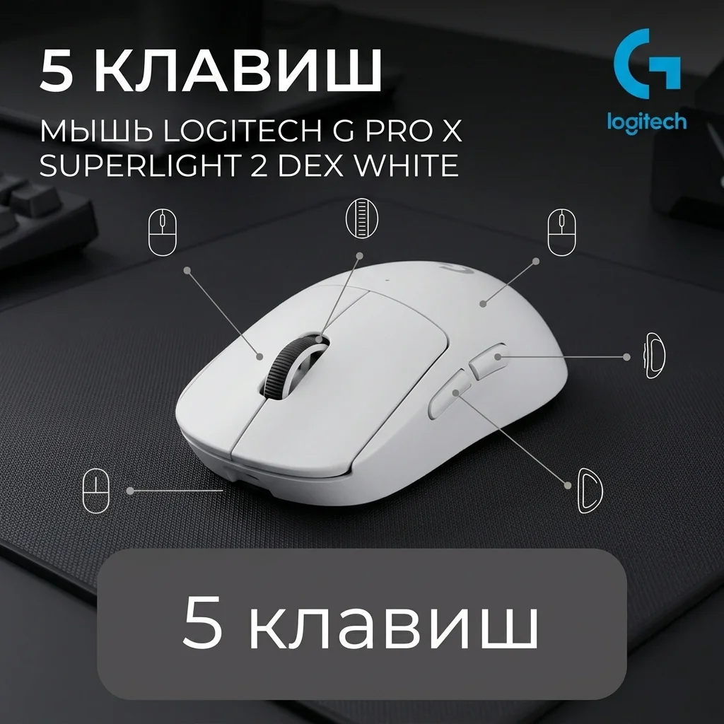 Игровая мышь Logitech G Pro X Superlight 2 Dex White 910-007365 - фото 10