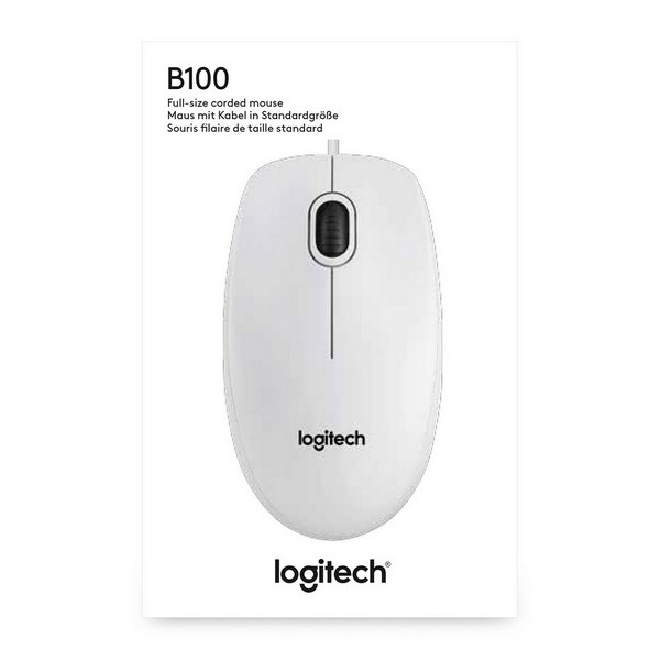 Мышь проводная Logitech B100 White 910-003360