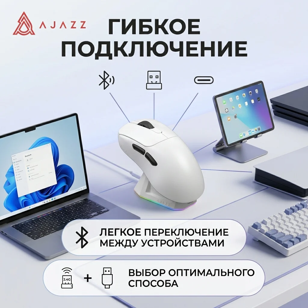 Компьютерная мышь Ajazz AJ179 APEX White AJ179/APEX/White - фото 6