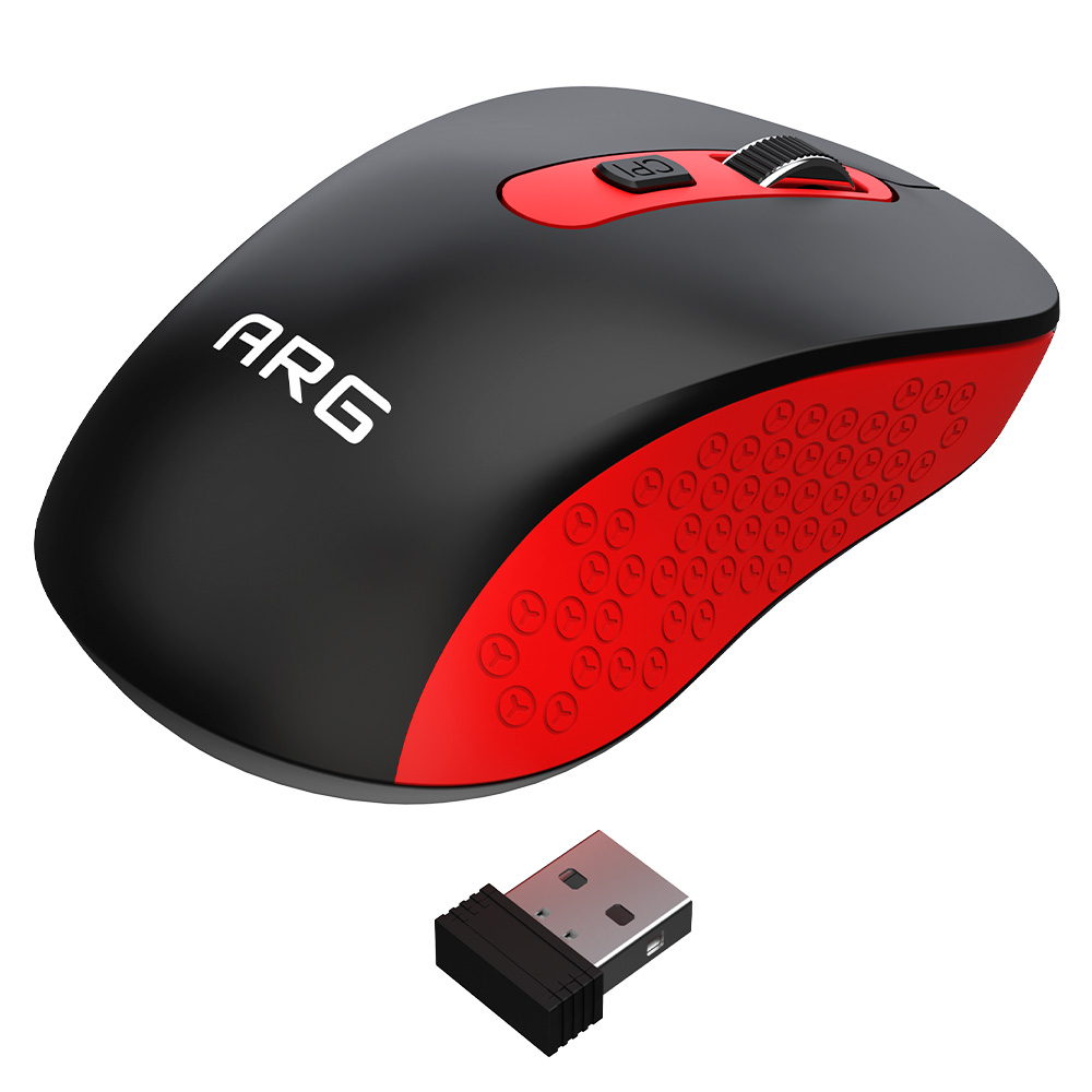Мышь обычная беспроводная ARG MOW5 Black-Red - фото 4