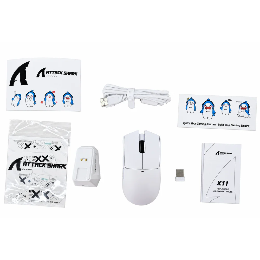 Attack Shark ойын тінтуірі X11 White - фото 4