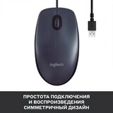 Мышь проводная Logitech M100 Grey (910-006652) - фото 7