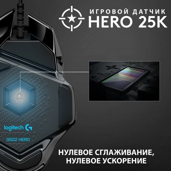 Мышь проводная Logitech G502 Hero High Performance - фото 14