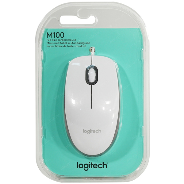 Мышь проводная Logitech M 100 White 910-005004
