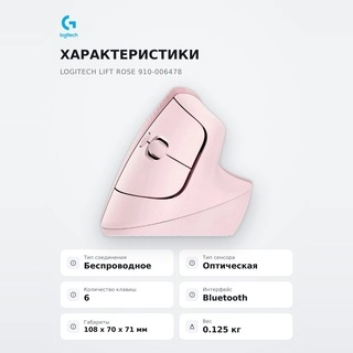 Мышь беспроводная Logitech Lift Rose 910-006478 - фото 5