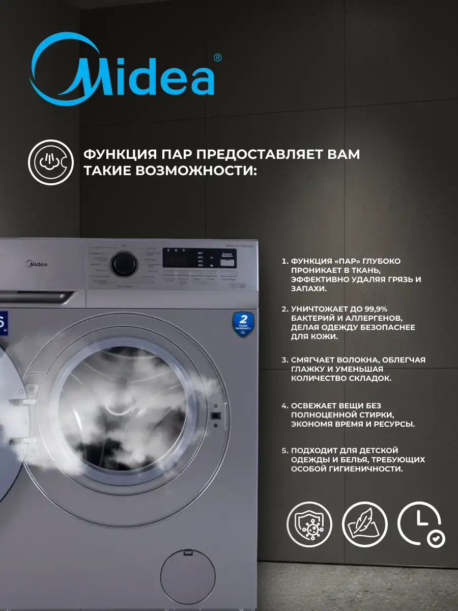 Midea кір жуғыш машинасы MFN60-S1003S Slim - фото 4