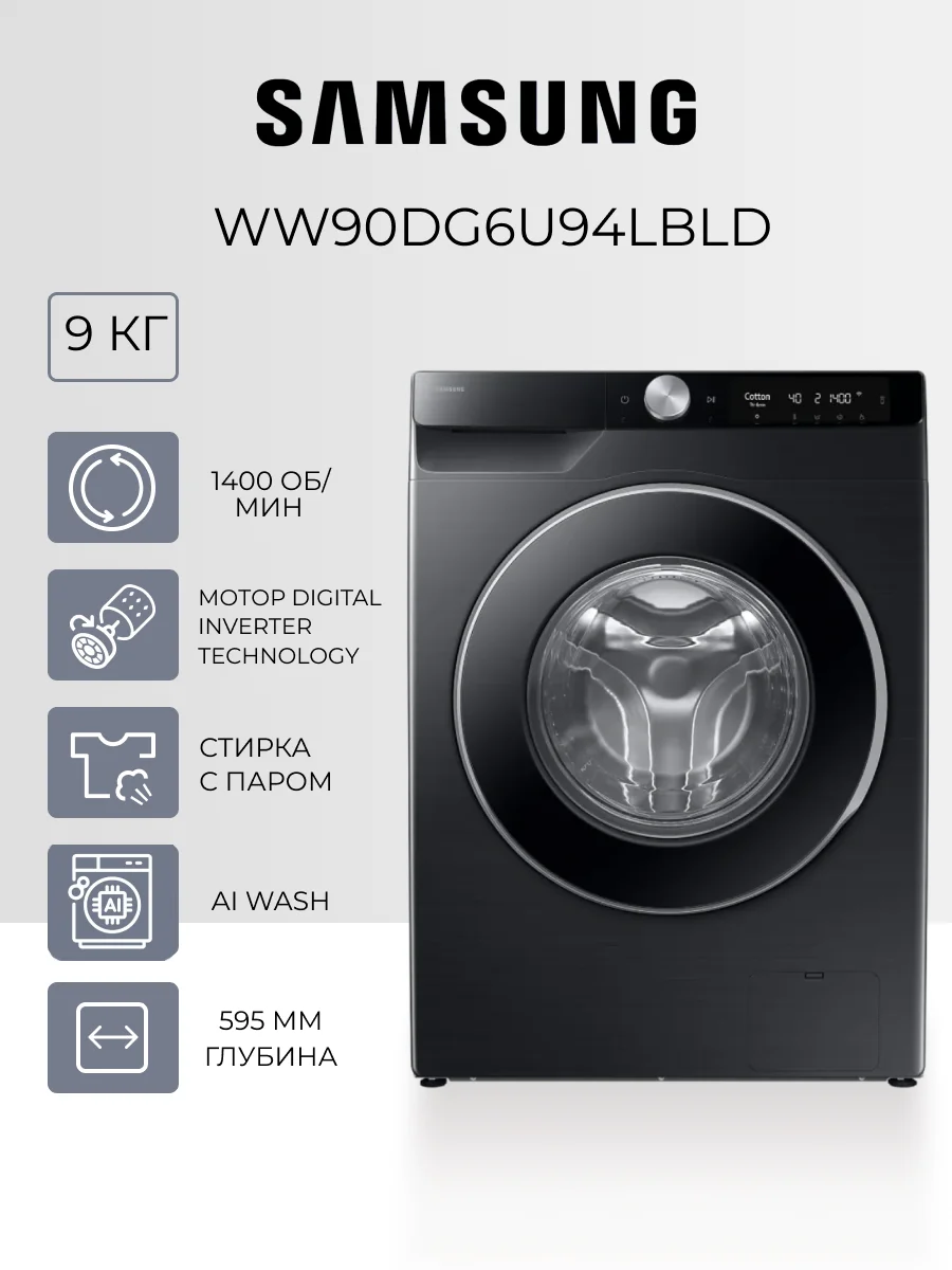 Стиральная машина Samsung WW90DG6U94LBLD - фото 2