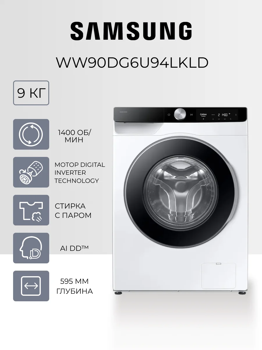 Стиральная машина Samsung WW90DG6U94LKLD - фото 2