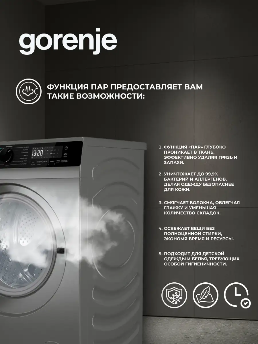 Стиральная машина Gorenje WPNA84APGW - фото 4