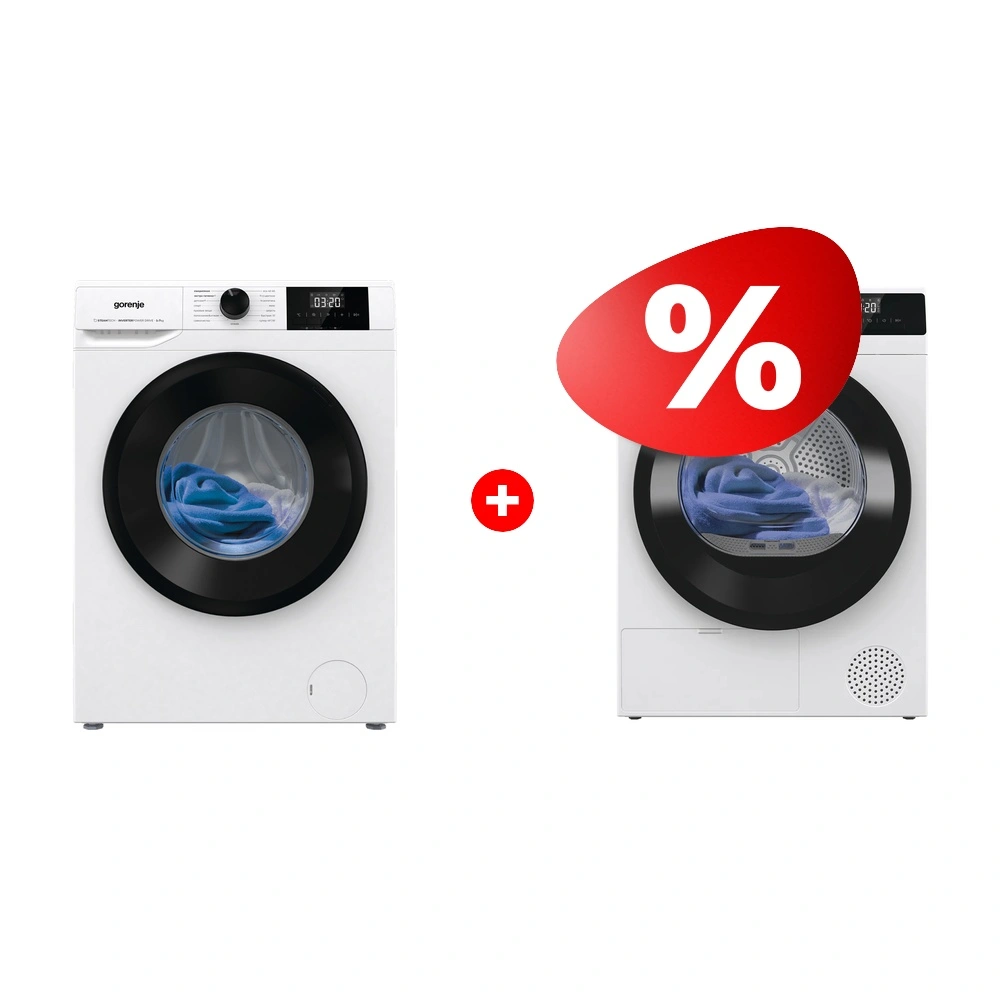 Жиынтық Стиральная машина Gorenje W3NGPI72SBS/C + Сушильная машина Gorenje D2HNE7E/C 