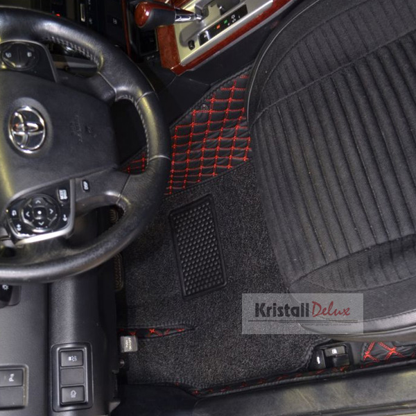 Коврики Kristall-auto Toyota Camry 50 2011-2017 черный / красный