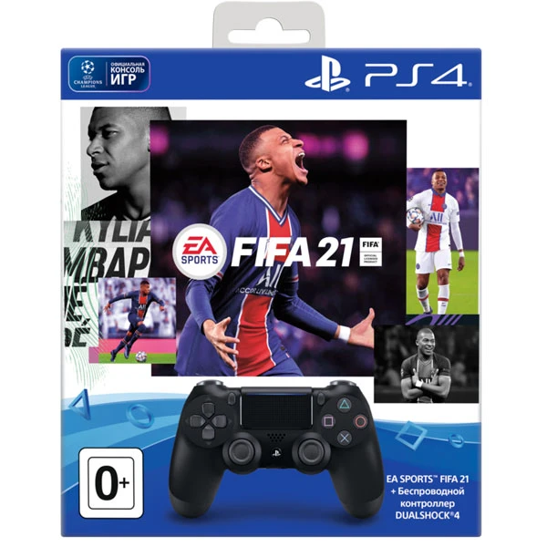 Игровой комплект PlayStation джойстик PS4 Dualshock Cont Steel Black v2 + игра Fifa21