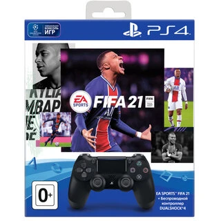 Игровой комплект PlayStation джойстик PS4 Dualshock Cont Steel Black v2 + игра Fifa21