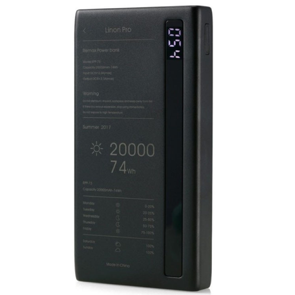 Power bank Remax Linon pro Series RPP-73 20000mAh Black