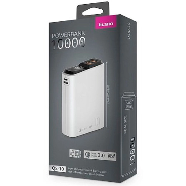 Power Bank Olmio QS-10 10000mAh White - фото 2