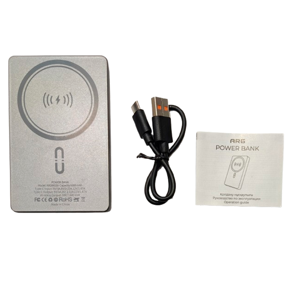 Power Bank ARG 5000mAh Gray Wireless ARGWG50 - фото 8